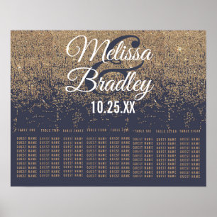 Pôster Gráfico de Assentos Azuis do Marinho Glitter Doura