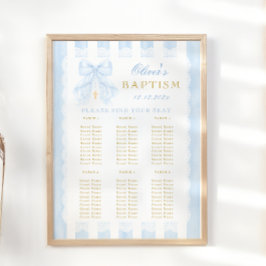 Poster Gráfico de Assentos Bebê Menino Arco Azul Batismo