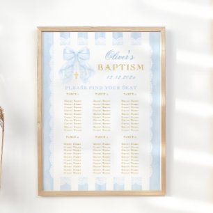 Poster Gráfico de Assentos Bebê Menino Arco Azul Batismo