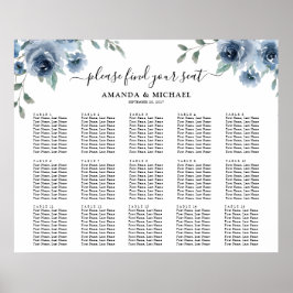 Poster Gráfico de Assentos Botânicos do marinho de ardósi