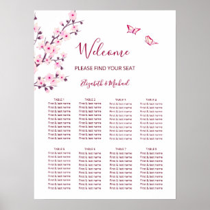 Poster Gráfico de Assentos Brancos de Casamento de Cereja