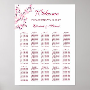 Poster Gráfico de Assentos Brancos de Casamento de Cereja