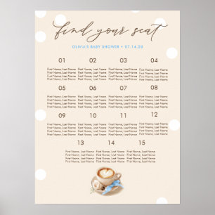 Poster Gráfico de Assentos Chá de Bebê Menino Inspirado e