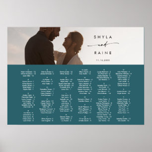 Poster Gráfico de Assentos com Imagem Azul Turquesa Boho