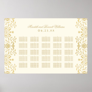 Poster Gráfico de Assentos com Trabalho de Rolo Dourado e