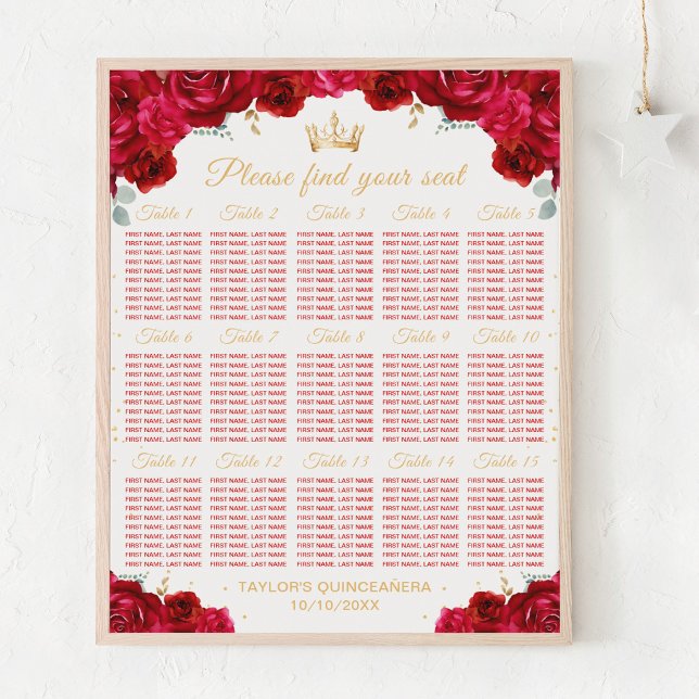 Poster Gráfico de Assentos da Mesa da Princesa Vermelha Q (Criador carregado)