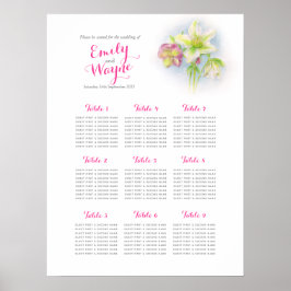 Poster Gráfico de assentos da mesa de casamento com aquar