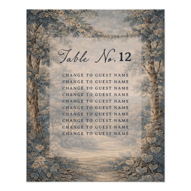 Pôster Gráfico de assentos da mesa de casamento Tapestry  (Frente)
