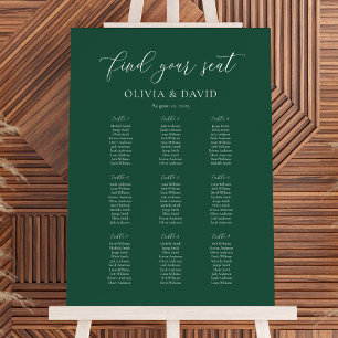 Poster Gráfico de Assentos da Mesa Emerald Elegant Script