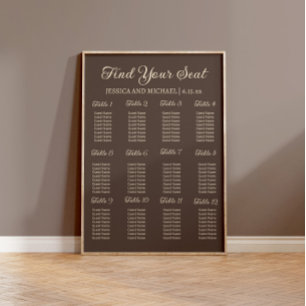 Poster Gráfico de Assentos da Recepção de Casamento Marro