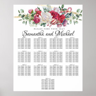 Poster Gráfico de Assentos de 13 Mesas do Casamento Verde