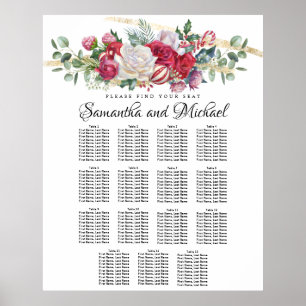 Poster Gráfico de Assentos de 15 Mesas de Casamento Verde