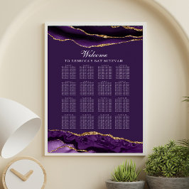 Poster Gráfico de Assentos de Agate Dourado Roxo Chic