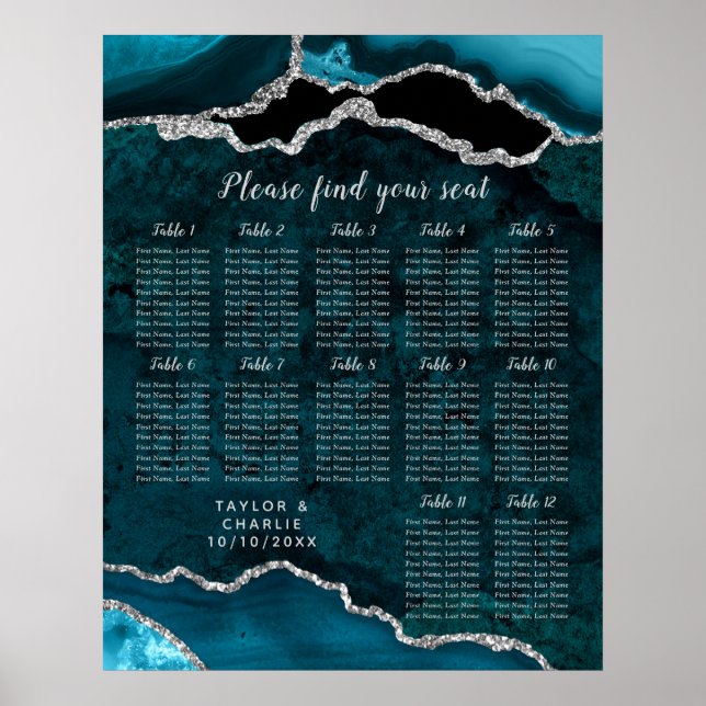 Poster Gráfico de Assentos de Agato de Teal Silver 12 (Frente)