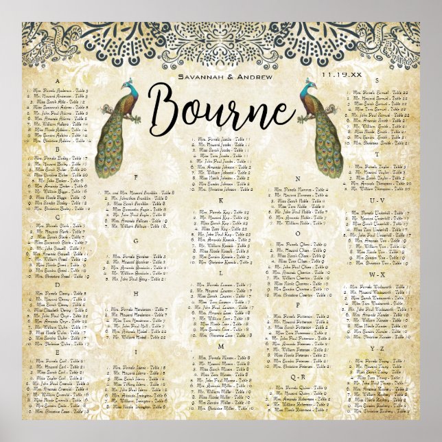 Pôster Gráfico de Assentos de Aves de Capoeira de Peacock (Frente)