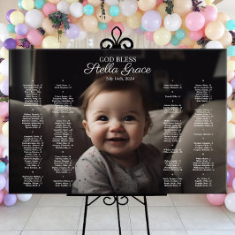 Poster Gráfico de assentos de Baptism Christening com fot