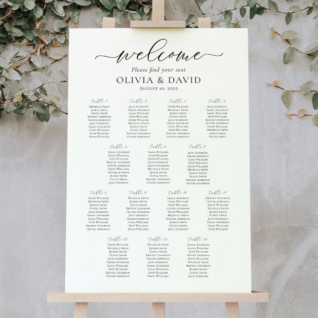 Poster Gráfico de Assentos de Boas-Vindas com 14 Mesas em (Criador carregado)
