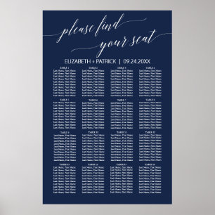 Poster Gráfico de Assentos de Caligrafia do Marinho Elega