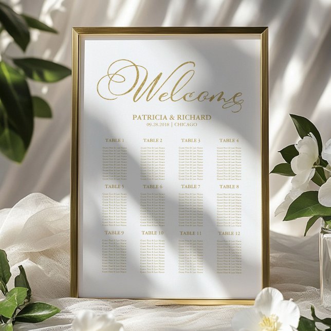 Poster Gráfico de Assentos de Casamento 12 Mesas Folha Do (Criador carregado)