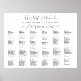 Poster Gráfico de Assentos de Casamento 200 Nomes Cinza e