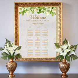 Poster Gráfico de Assentos de Casamento 9 Mesas Lírios Br
