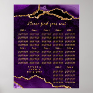 Poster Gráfico de Assentos de Casamento Ágata Dourada Rox