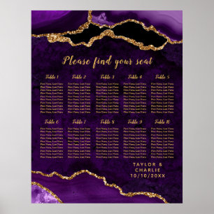 Poster Gráfico de Assentos de Casamento Ágata Dourada Rox