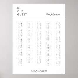 Poster Gráfico de Assentos de Casamento Alfabético