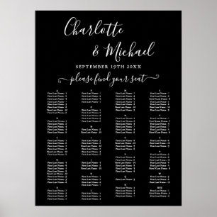 Poster Gráfico de Assentos de Casamento Alfabetico Elegan