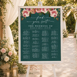 Poster Gráfico de Assentos de Casamento Alfabetico em Ver