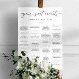 Poster Gráfico de Assentos de Casamento Alfabetico Preto
