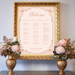 Poster Gráfico de Assentos de Casamento Alfabetico Rosa C