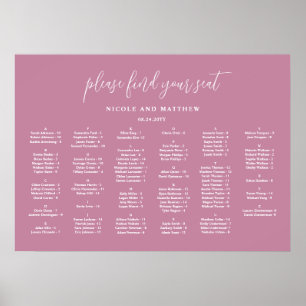 Poster Gráfico de Assentos de Casamento Alfabetizado Rosa