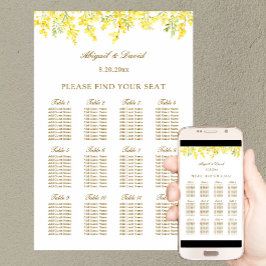 Poster Gráfico de Assentos de Casamento Amarela Mimosa
