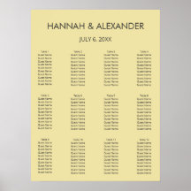 Gráfico de Assentos de Casamento Amarelo Cítrico I