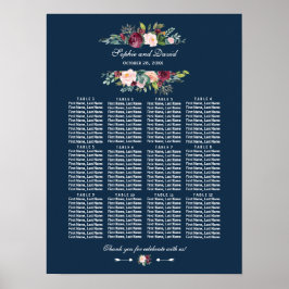 Poster Gráfico de Assentos de Casamento Azul de Marinho F