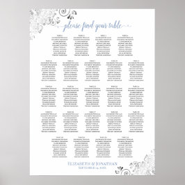 Poster Gráfico de Assentos de Casamento Azul e Branco - M