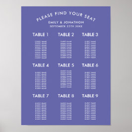 Poster Gráfico de Assentos de Casamento Azul Simples