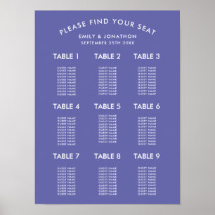 Poster Gráfico de Assentos de Casamento Azul Simples