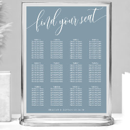 Poster Gráfico de Assentos de Casamento Azul Simples e So