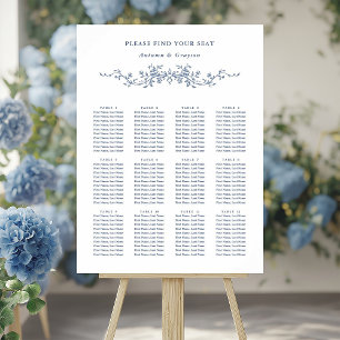 Poster Gráfico de Assentos de Casamento Azul Victoriano F
