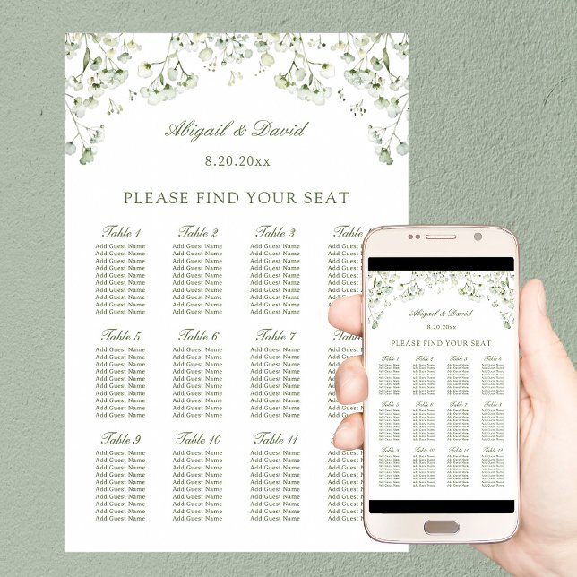Poster Gráfico de Assentos de Casamento Baby's Breath (Criador carregado)