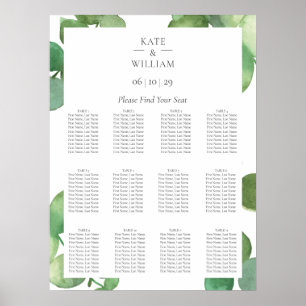 Poster Gráfico de Assentos de Casamento Boho com Eucalipt