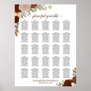 Poster Gráfico de Assentos de Casamento Boho Outono com 2