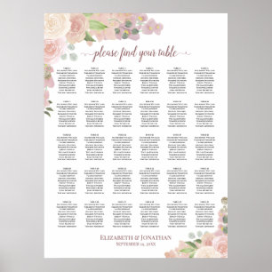 Poster Gráfico de Assentos de Casamento Boho Rosa com 30