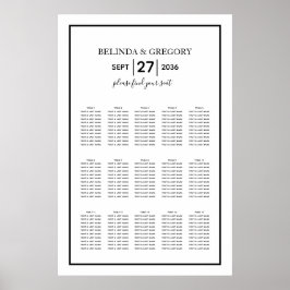 Poster Gráfico de Assentos de Casamento Branco Negro Mini
