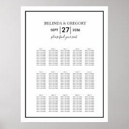 Poster Gráfico de Assentos de Casamento Branco Negro Mini