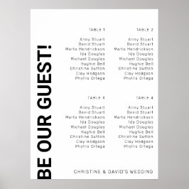 Poster Gráfico de assentos de Casamento Branco Simples co