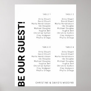 Poster Gráfico de assentos de Casamento Branco Simples co