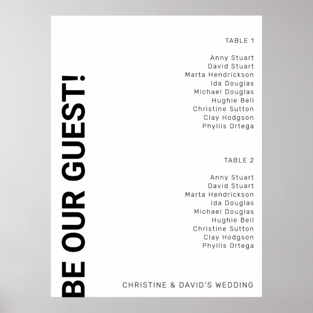 Poster Gráfico de assentos de Casamento Branco Simples co (Frente)